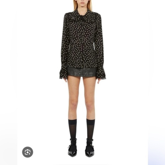 The Kooples Black and White Polka Dot Blouse